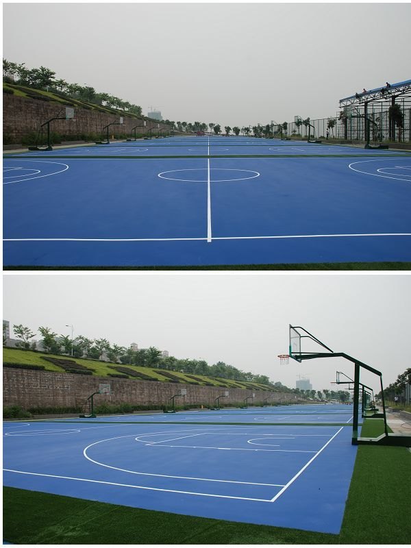 百安校區籃球場首批硅PU塑膠面層工程通過驗收