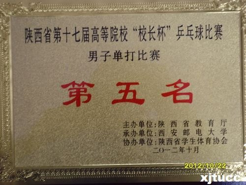 西安交通大學(xué)城市學(xué)院獲2012陜西省第十七屆高等院校“校長(zhǎng)杯”乒乓球比賽團(tuán)體第一名