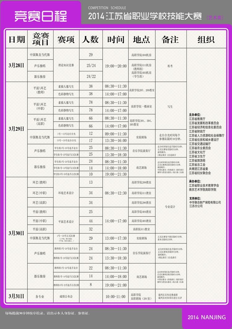 2014全省職業學校藝術技能大賽28日起在南藝開賽